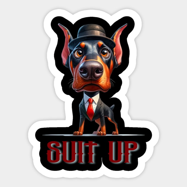 Suit Up Doberman Sticker by Tee Li’s